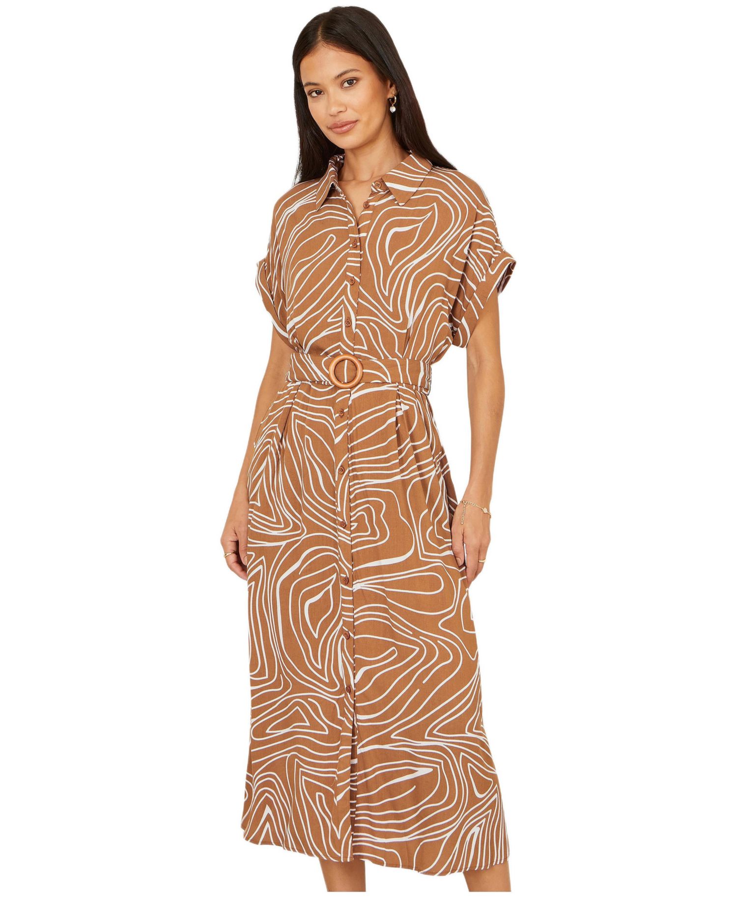 Women's Abstract Swirl Print Relaxed Midi Dress