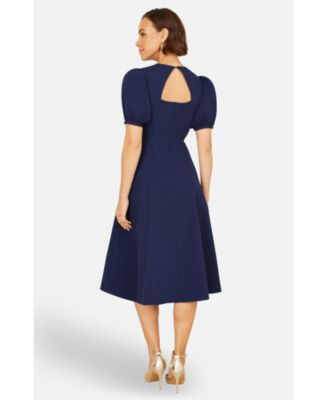 Women's Buckle Detail Short Sleeve Skater Dress