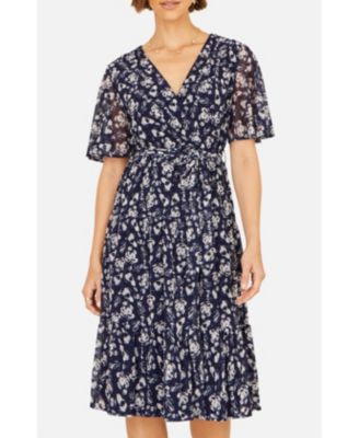 Women's Floral Mesh Wrap Dress