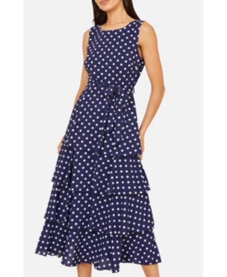 Women's Spot Tiered Midi Dress
