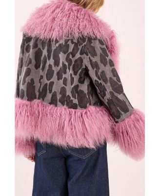 Women's Printed Shearling Leather Jacket