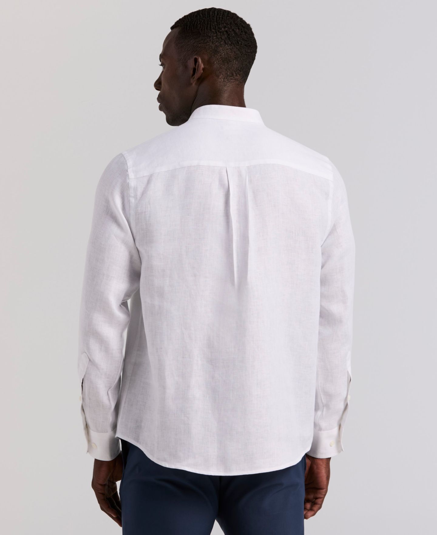Мужская рубашка Perry Ellis Solid Linen Popover, цвет: Яркий белый — фото 5