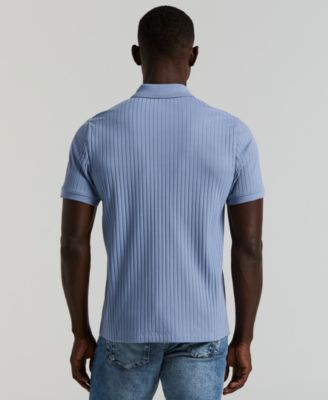 Men's Slim-Fit Ribbed-Knit Quarter-Zip Polo Shirt 