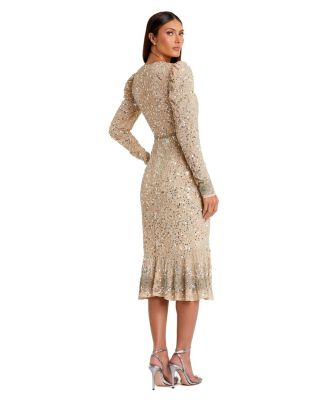 Women's Sequin Gown with Embellished Hemline