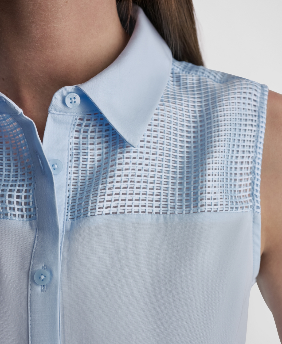 Dkny Women's Sleeveless Poplin Button-Front Top