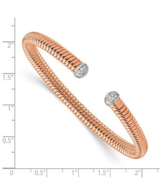 18k Gold Italian 0.17cttw Diamond Tubogas Cuff Bangle Bracelet