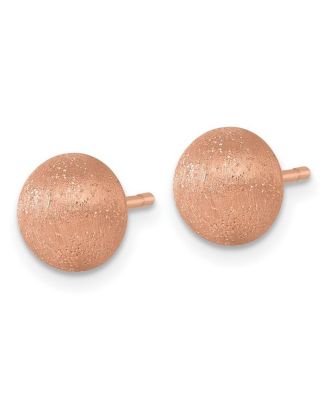 18k Yellow, White or Rose Gold Italian 8mm Textured Half Round Button Earrings 8x8mm Wide Stud Earring