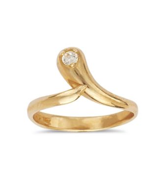 Solid 10K Gold Adjustable Cubic Zirconia Snake Toe Ring