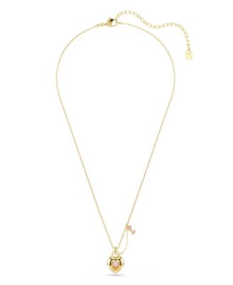 Gold-Tone Plated Heart Lock and Key Idyllia Pendant Necklaces