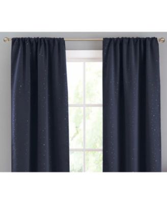 2 Piece Juvi Metallic Shooting Stars Room Darkening Rod Pocket Window Curtain Panels