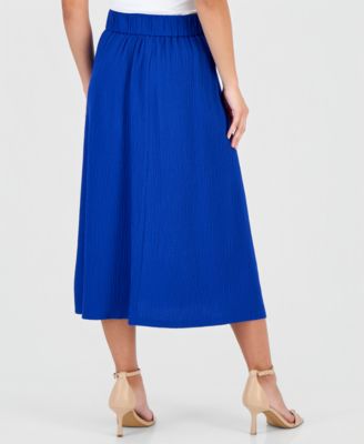 Petite Pull-On Tie-Waist Midi Skirt