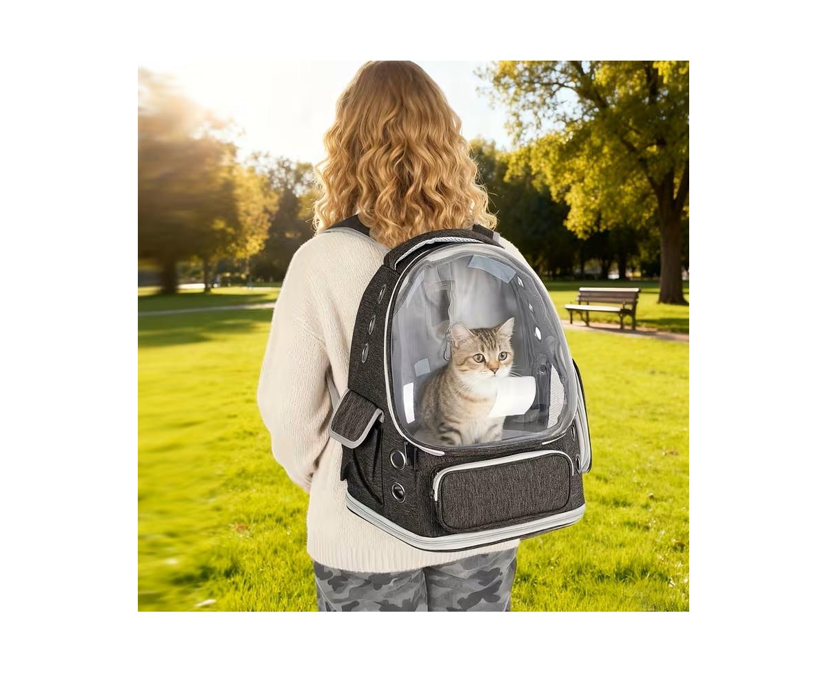 Breathable Transparent Pet Carrier Bag for Cats & Small Dogs – Portable Space Capsule with Zipper, Pink, Ideal for Travel & Outdoor Adventures