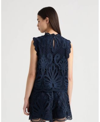 Women's Sleeveless Mock Neck Lace Top