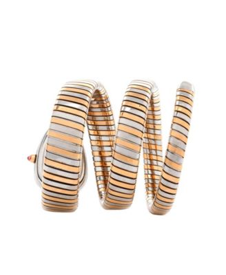 Serpenti Tubogas Double Spiral Quartz Watch in Stainless Steel and Rose Gold with Diamond Bezel 23mm