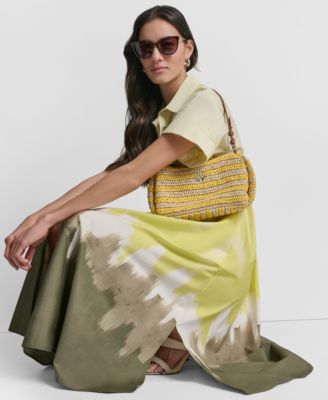 Women's Short-Sleeve Collared Printed Button-Front Dress