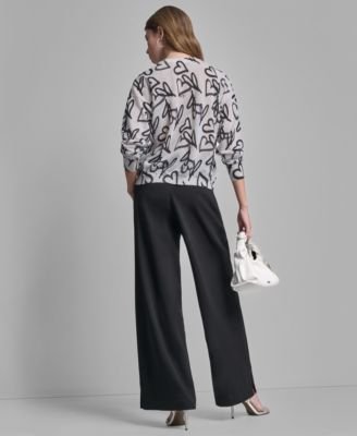 Women's Long-Sleeve Printed Crew Neck Sweater