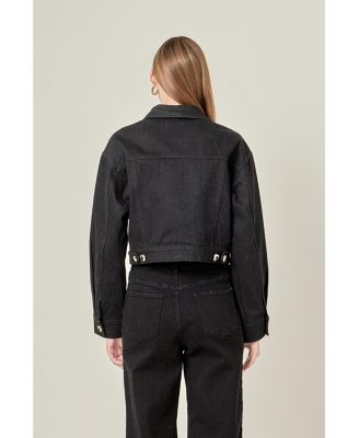 Women's Drop Shoulder Cropped Denim Jacket