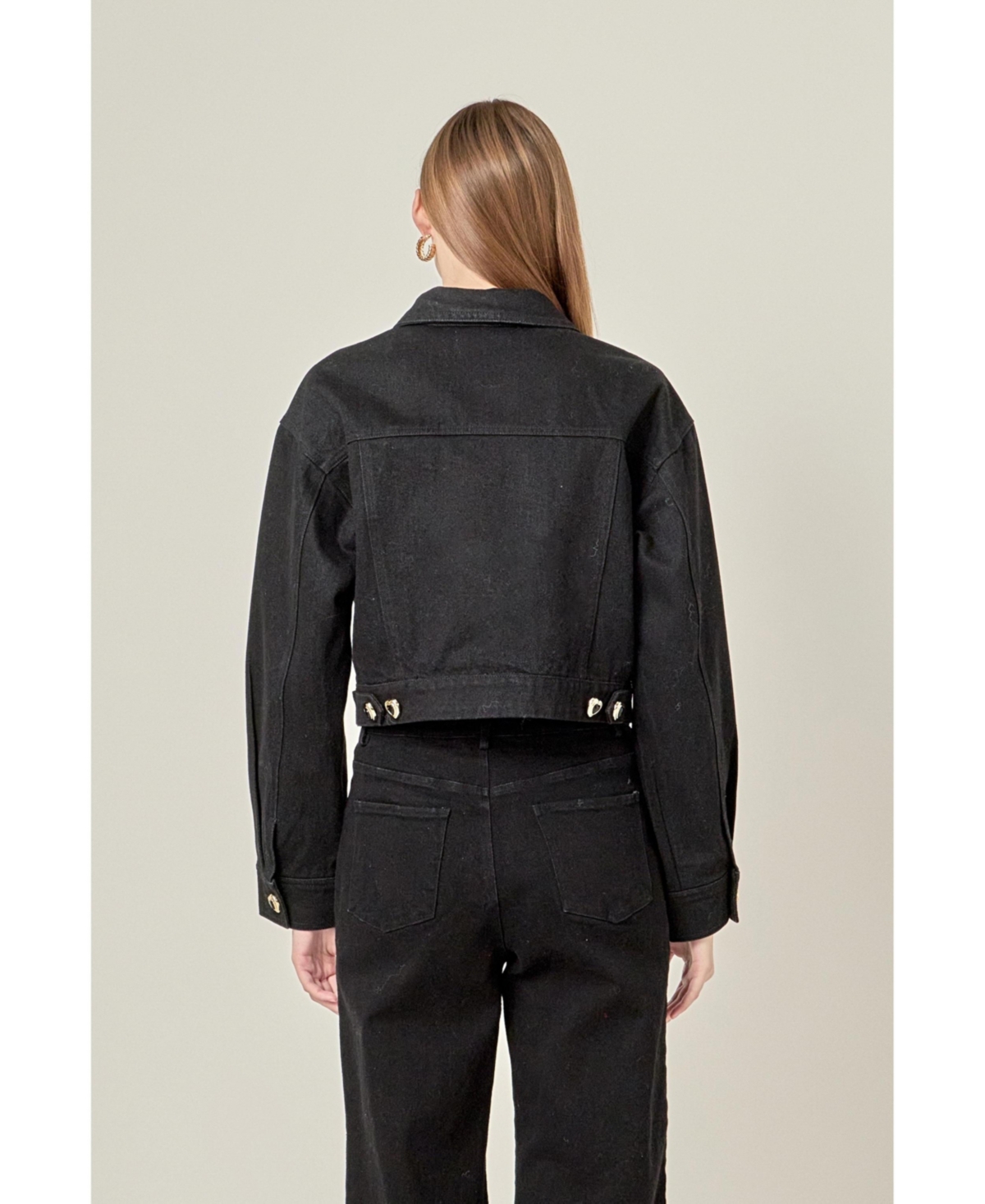 English Factory Women's Drop Shoulder Cropped Denim Jacket