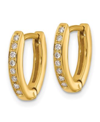 18k Yellow or White Gold 0.16cttw Diamond Wishbone Hoop Earrings