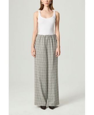 Women's Plaid Wide-Leg Drawstring Pants