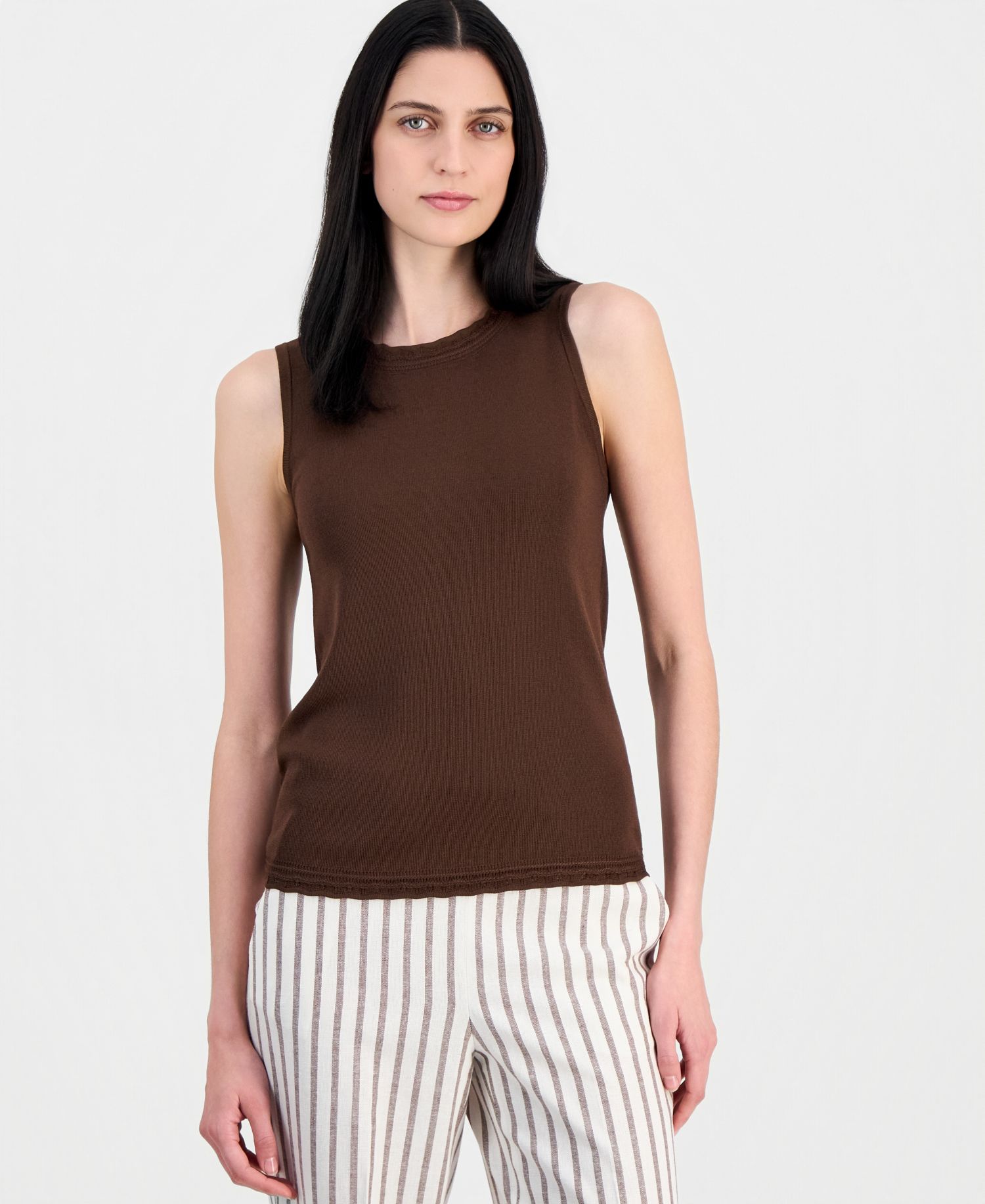 Women's Scallop-Trim Sleeveless Top
