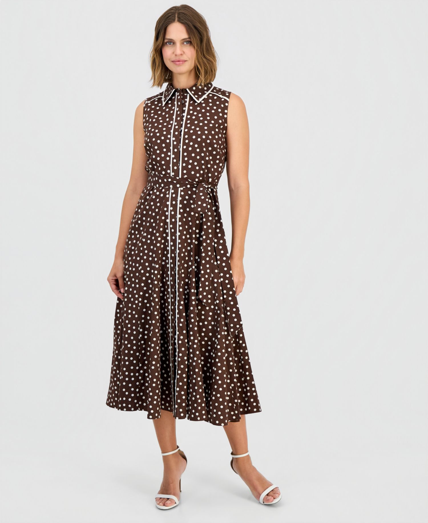 Petite Sleeveless Godet Shirt-Dress