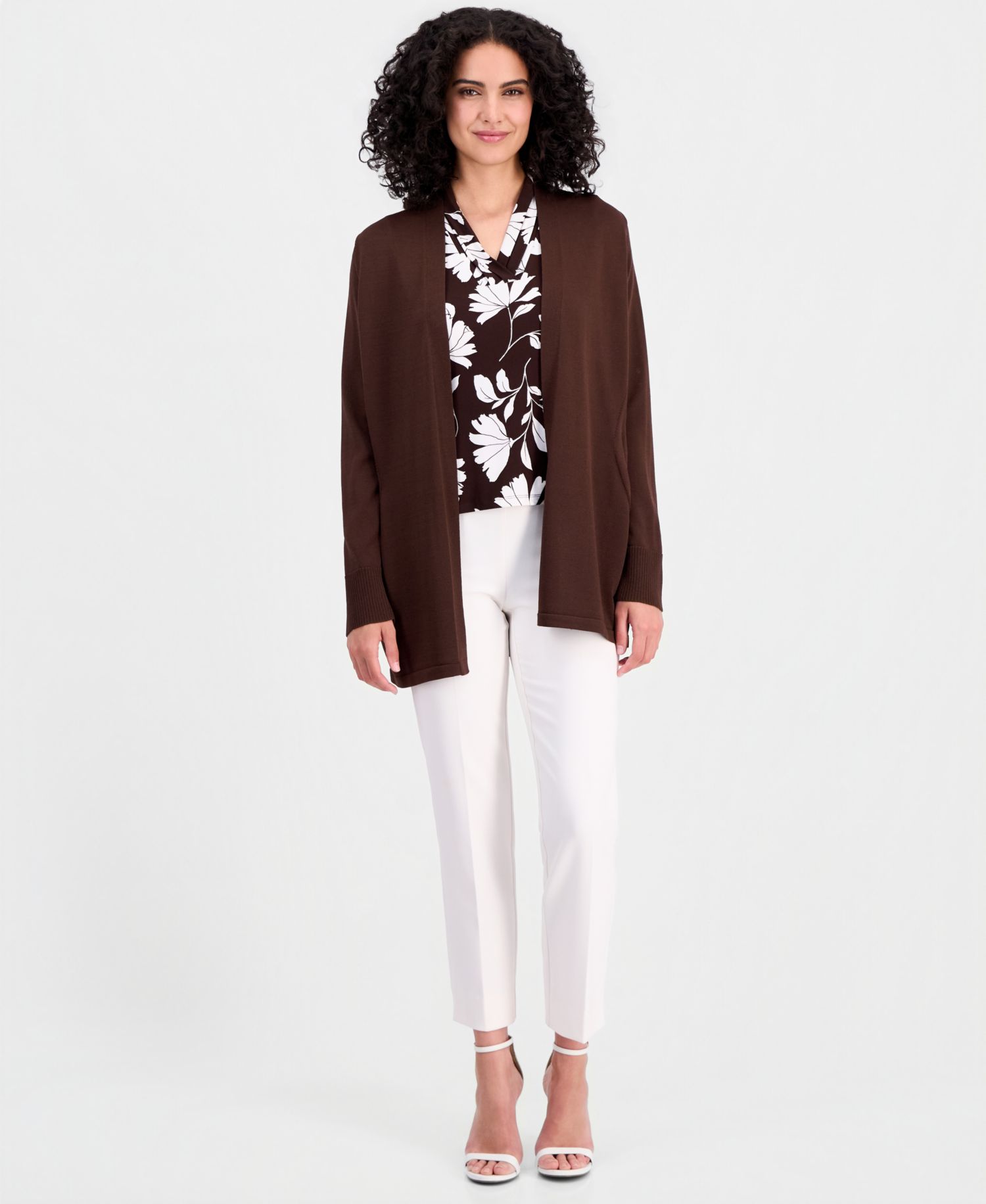 Women's Open-Front Rib Pocket Cardigan