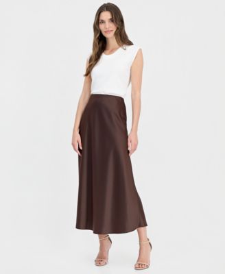 Women's Satin Pull-On Flared Skirt