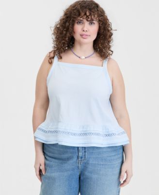 Trendy Plus Size Ruffle-Hem Square-Neck Tank