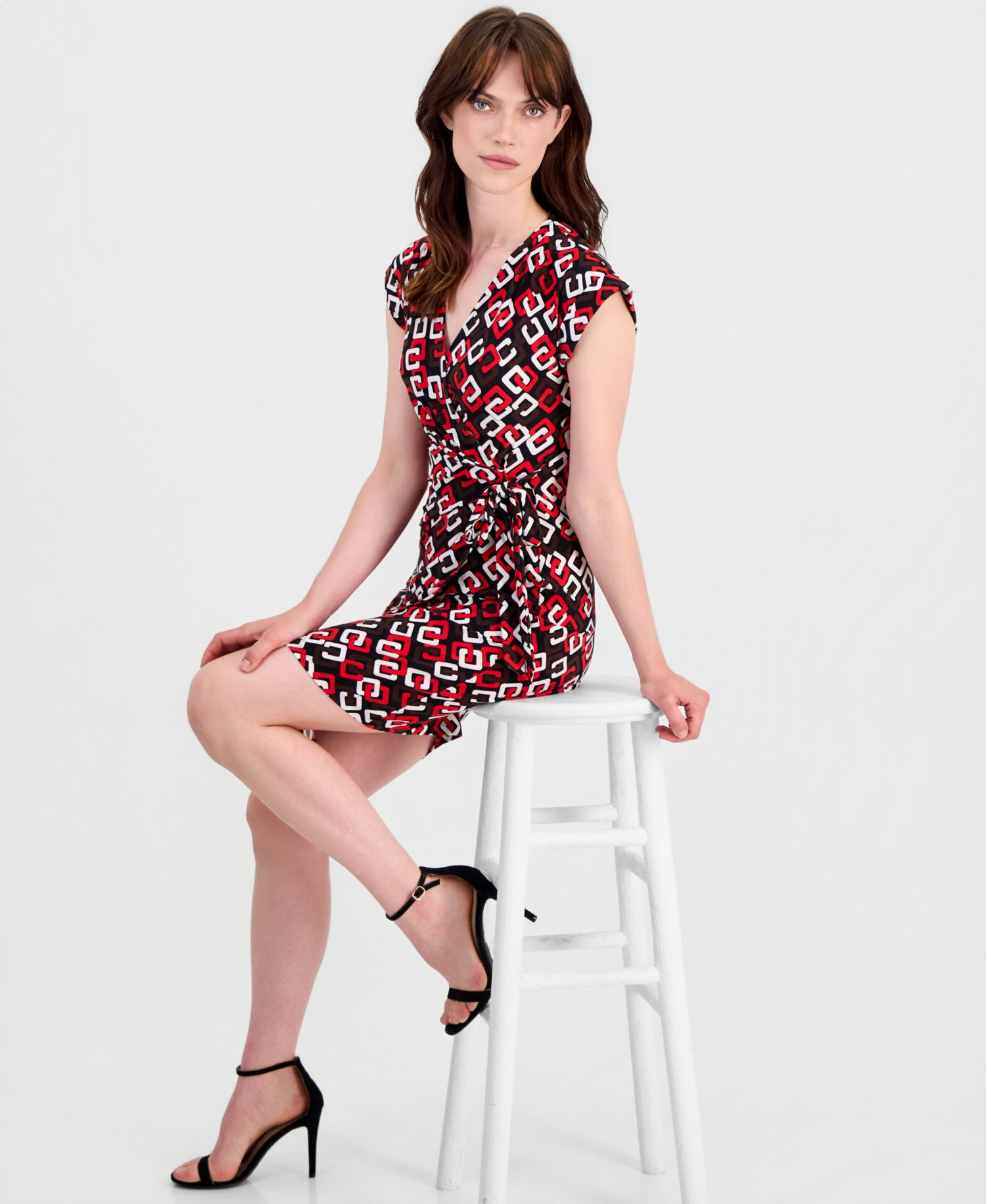 Women's V-Neck Side-Tie Cap-Sleeve Dress