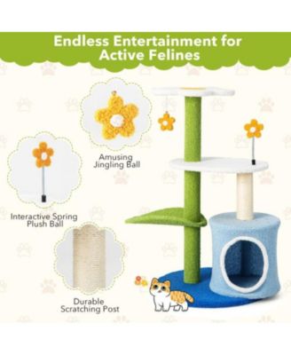 Cat Tree with Sisal-Covered Scratching Posts, Indoor Tower for Climbing & Exercise