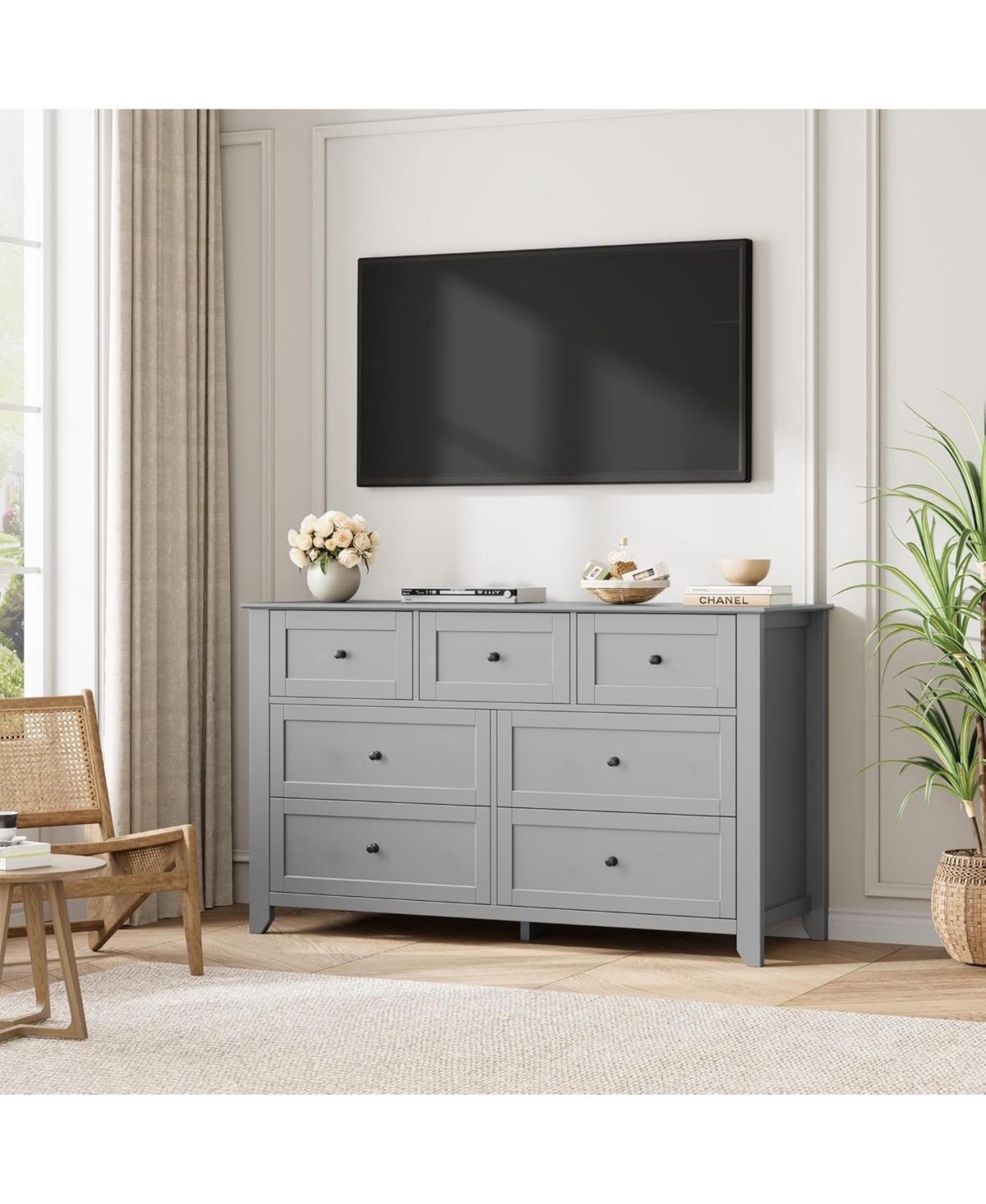 gaomon 7 Drawer Dresser for Bedroom, 54" Wide Large Dresser with Deep Drawers & Metal Knobs, Modern Wooden Chests of Drawers for Entryway, Hallway