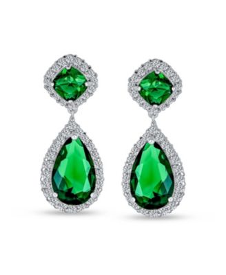Cocktail CZ Halo 7CT Cubic Zirconia Teardrop Chandelier Earrings