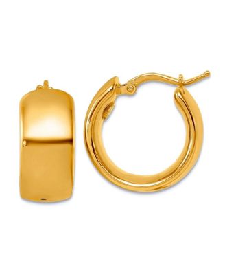 Solid 18k Gold Italian 19x9mm Wide Round Hoop Earrings
