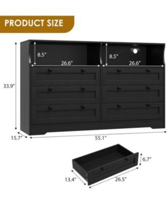 6 Drawer Dresser for Bedroom , 55" Wide Chests of Drawers Dresser TV Stand for 55 Inch TV, for Living Room