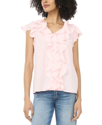 Women's Short Flutter-Sleeve V-Neck Top