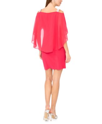 Petite Ruched Cape Dress