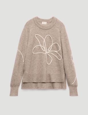 Women's Wool Blend Flower Motif Jumper