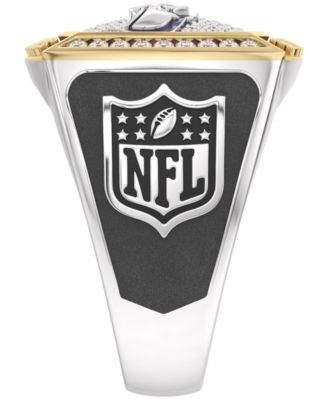 Men's Diamond Ring (3/8 ct. t.w.) in Sterling Silver with Gold Over Silver and Enamel