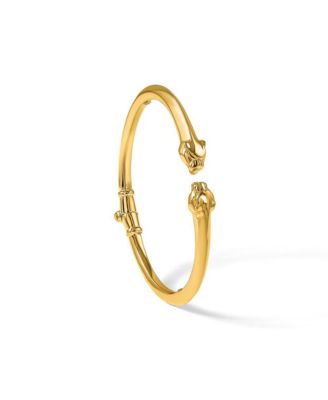 Solid 18k Gold Panther Head Hinged Cuff Stackable Bangle Cuff Bracelet