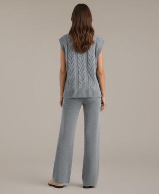 Women's Cable-Knit Sweater Vest and Wide-Leg Pants Set