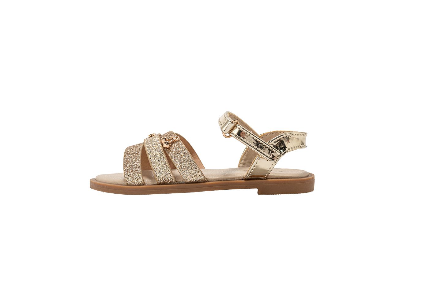 Сандалии Bebe Fashion Sandals - Stylish Dressy Shoes with Cherry Charm and Signature Logo Hardware для девочек, цвет: Светлый золотой — фото 4