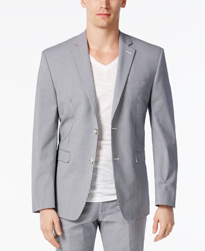 Perry Ellis Portfolio Men's Slim-Fit Navy Seersucker Suit - Macy's