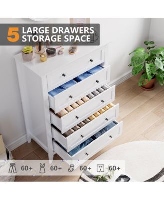 5 Drawers Dresser for Bedroom,Storage Dressers Organizer with Handles & Deep Drawers