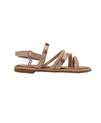 Girls Girl's  Fashion Sandals – Dressy Shoes with Tiny Fruit Charms and Raffia Embossed Accents