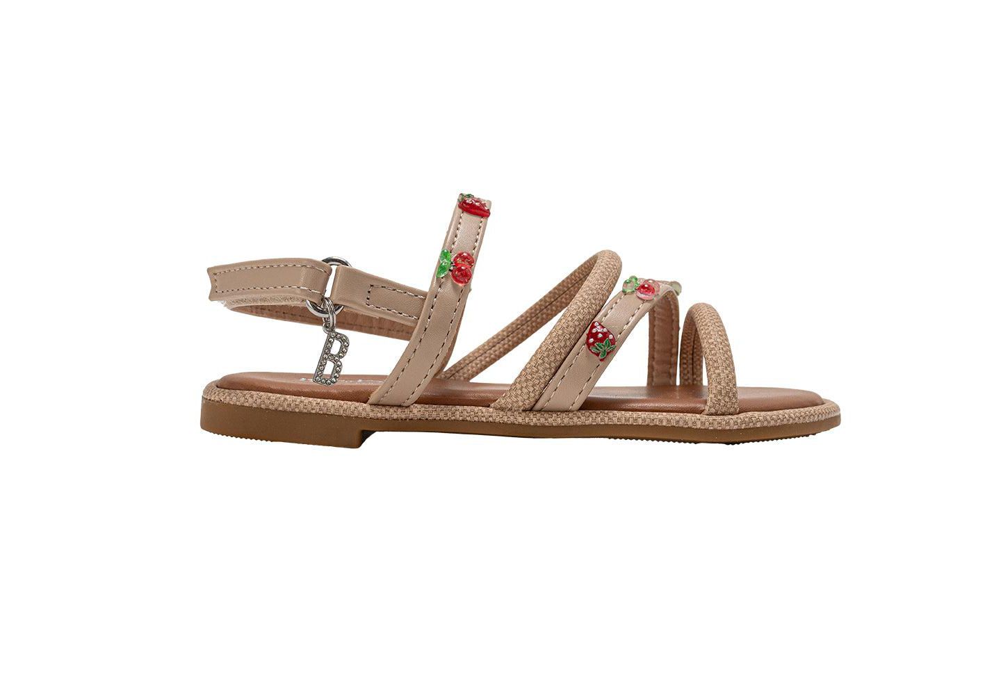 Сандалии Bebe Fashion Sandals - Dressy Shoes with Tiny Fruit Charms and Raffia Embossed Accents для девочек, цвет: Рыжевато-коричневый — фото 2