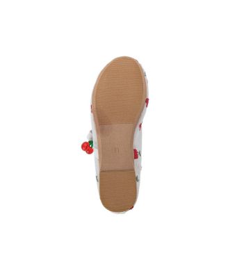Big Girls Mesh Ballet Mary Jane Shoes - Comfortable Dress Flats with Embroidered Cherry Accents
