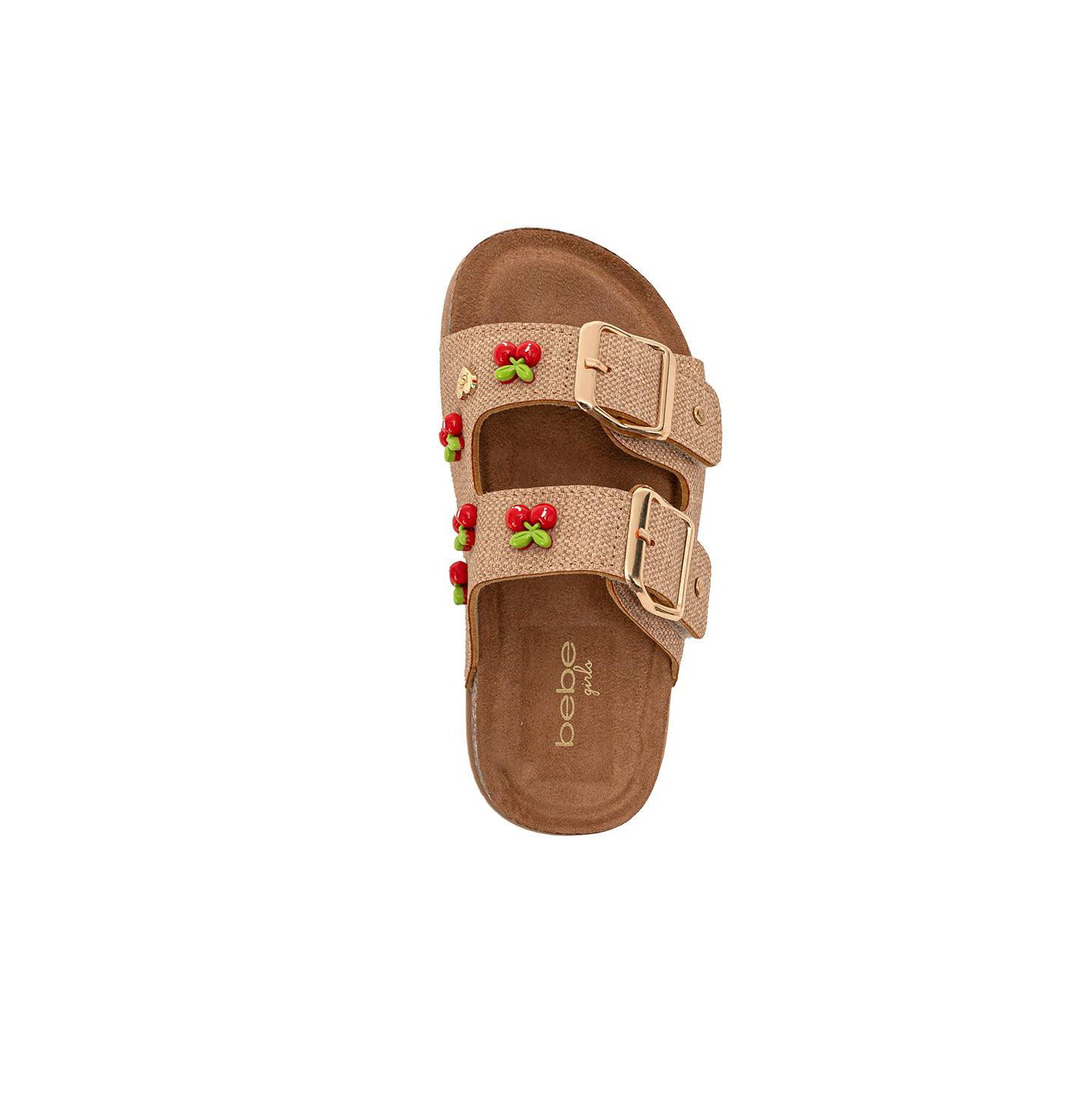 Сандалии Bebe Sandals - Comfortable, Easy Slide-On with Cherry Charm Detail для девочек, цвет: Рыжевато-коричневый — фото 4