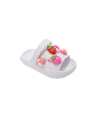 Big Girls Girl's  Lightweight Platform EVA Slides - Slip - On Comfy with Strawberry Charm Accents
