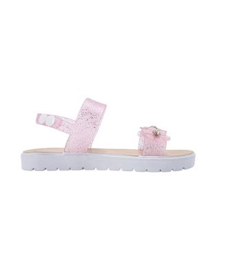 Girls PCU sandal with Glitter Flower snd RS